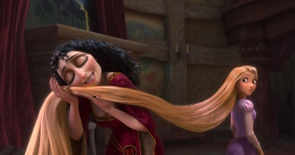 Mother Gothel and Rapunzel in Disney's TANGLED